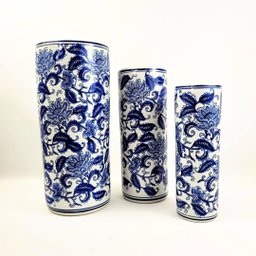 Vaso Porta Guarda Chuva Decorativo Azul e Branco 45/40/34cm - 2