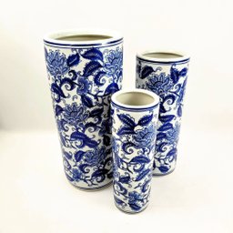 Vaso Porta Guarda Chuva Decorativo Azul e Branco 45/40/34cm - 4