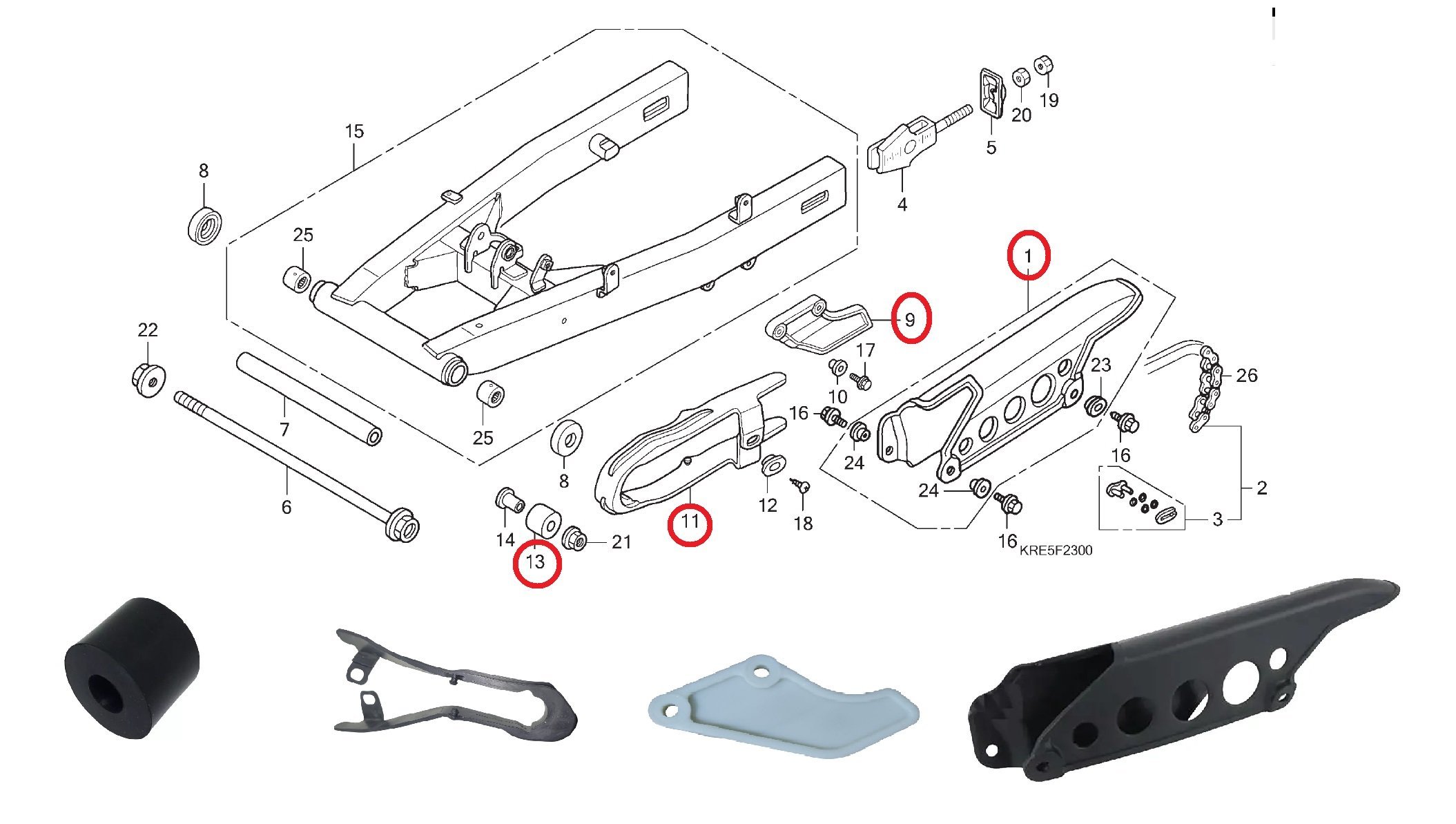 Kit Protetor Guia Capa Corrente Transmissão Bros 125 150 160 - 2