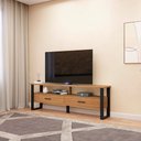 Ver imagem 2 de Rack Para TV Até 60 Pol. Estilo Industrial 2 Gavetas F42 Freijó/Preto Fosco - Pradel