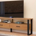 Ver imagem 3 de Rack Para TV Até 60 Pol. Estilo Industrial 2 Gavetas F42 Freijó/Preto Fosco - Pradel