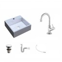 Ver imagem 2 de Kit Cuba Q355 Torneira 1198 Metal Válvula Click 1 1/2 Polegada Sifão Pvc Flexível Compace