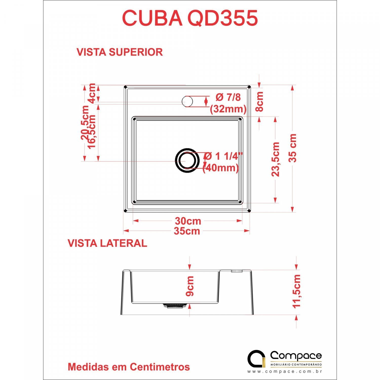 Kit Cuba Q355 Torneira 1198 Metal Válvula Click 1 1/2 Polegada Sifão Cromado Flexível Compace - 8