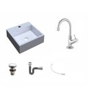 Ver imagem 2 de Kit Cuba Q355 Torneira 1198 Metal Válvula Click 1 1/2 Polegada Sifão Cromado Flexível Compace