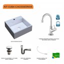 Ver imagem 3 de Kit Cuba Q355 Torneira 1198 Metal Válvula Click 1 1/2 Polegada Sifão Cromado Flexível Compace