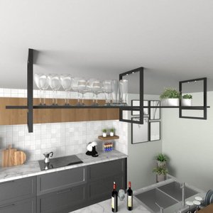 Prateleira Industrial Suspensa para Cozinha - MDF e Nicho Decorativo