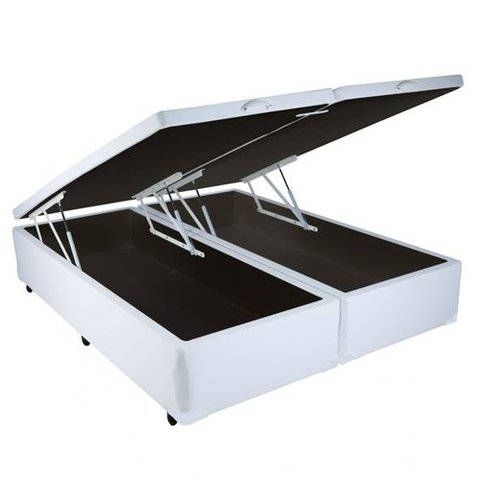 Cama Box Baú Casal 138 Bipartido - Bello Box Tecido Sintético Branco