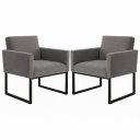 Ver imagem 1 de Kit 2 Poltronas Reforçada para Recepção Base Metálica Preto Cinza