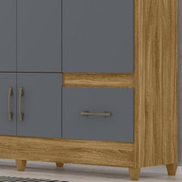 Guarda Roupa Casal 6 Portas 9120 Freijo Cinza Moval - 7