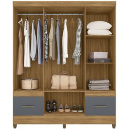 Guarda Roupa Casal 6 Portas 9120 Freijo Cinza Moval - 5