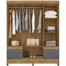Guarda Roupa Casal 6 Portas 9120 Freijo Cinza Moval - 5
