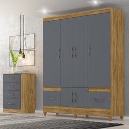 Guarda Roupa Casal 6 Portas 9120 Freijo Cinza Moval - 8