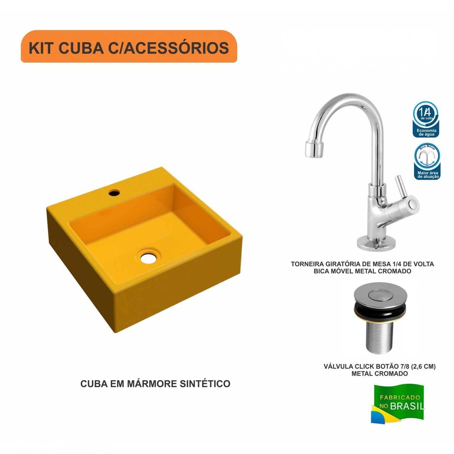 Kit Cuba Q355 Torneira 1198 Metal Válvula Click 1 Polegada B Compace - 3