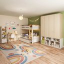 Ver imagem 1 de Quarto Completo Guardar-Roupa Curió, Treliche, Escrivaninha, Estante Petit Casatema MadeiraOriginals Branco/Mel