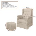 Ver imagem 3 de Poltrona Inês com Puff 67cm Corino Bege - Sallar Home