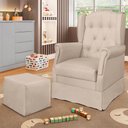 Ver imagem 2 de Poltrona Inês com Puff 67cm Corino Bege - Sallar Home