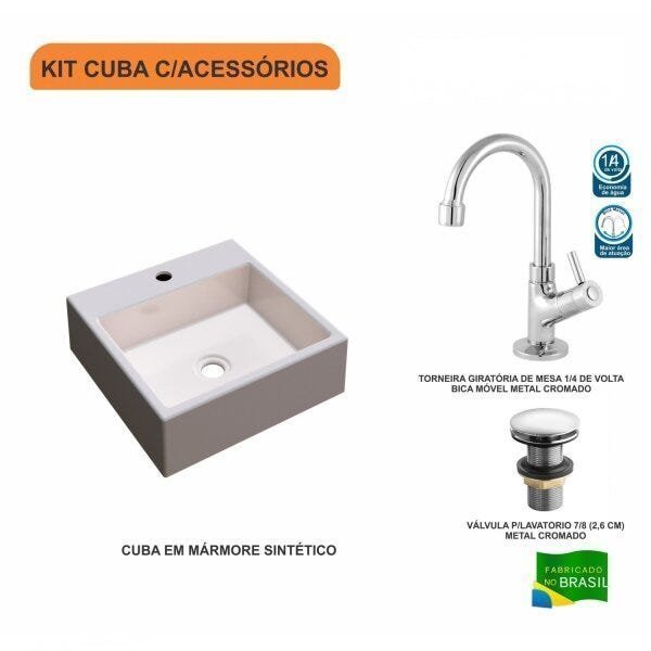 Kit Cuba Q355 Torneira 1198 Metal Válvula Click 1"G Compace - 3