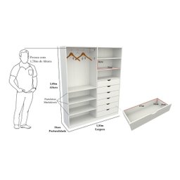 Armário Arara Gaveta Verônica 100% Mdf (quarto Sapato Roupa) VETORIAL MÓVEIS VERONICA Branco - 4