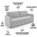 Ver imagem 4 de Sofá Cama Retrátil para Sala de Estar 220cm Porthos M03 Veludo Cinza - Lyam Decor