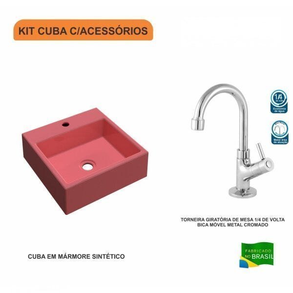 Kit Cuba Q355 com Torneira 1198 Metal 1/4 Volta Compace - 3