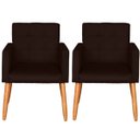 Ver imagem 1 de Kit 2 Cadeiras para Mesa de Jantar Estofada Cozinha Decor Resistente Confortável