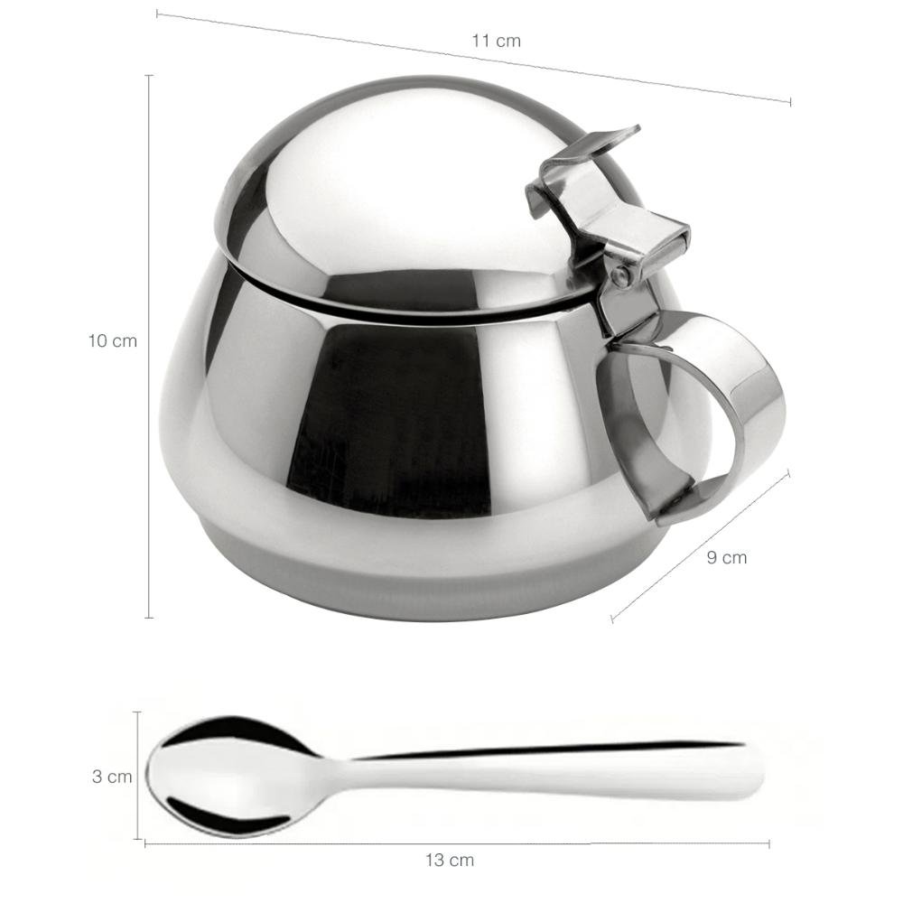 Kit para Café em Aço Inox Queijeira Porta Pão Manteigueira Espátula Açucareiro Porta Frios - 5