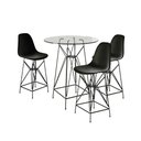 Ver imagem 1 de Jogo Mesa Bistrô Eames Vidro 60Cm 3 Banquetas Preta Base Ferro Preto - Cor: Branco