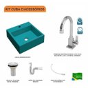 Ver imagem 3 de Kit Cuba Q355 Torneira Luxo 1195 Metal Válvula 1 Polegada Sifão Pvc Flexível Compace