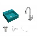 Ver imagem 2 de Kit Cuba Q355 Torneira Luxo 1195 Metal Válvula 1 Polegada Sifão Pvc Flexível Compace