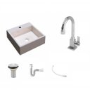Ver imagem 2 de Kit Cuba Q355 Torneira Luxo 1195 Metal Válvula 1 Polegada Sifão Pvc Flexível Compace