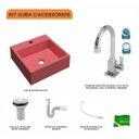 Ver imagem 3 de Kit Cuba Q355 Torneira Luxo 1195 Metal Válvula 1 Polegada Sifão Pvc Flexível Compace