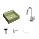 Ver imagem 2 de Kit Cuba Q355 Torneira Luxo 1195 Metal Válvula 1 Polegada Sifão Pvc Flexível Compace