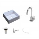 Ver imagem 2 de Kit Cuba Q355 Torneira Luxo 1195 Metal Válvula 1 Polegada Sifão Pvc Flexível Compace