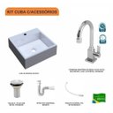 Ver imagem 3 de Kit Cuba Q355 Torneira Luxo 1195 Metal Válvula 1 Polegada Sifão Pvc Flexível Compace