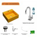 Ver imagem 3 de Kit Cuba Q355 Torneira Luxo 1195 Metal Válvula Click 1 Polegada B Sifão Pvc Flexível Compace