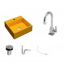 Ver imagem 2 de Kit Cuba Q355 Torneira Luxo 1195 Metal Válvula Click 1 Polegada B Sifão Pvc Flexível Compace