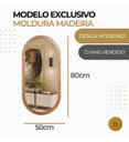 Ver imagem 4 de Espelho Moldura Madeira Freijó Oval Corpo Inteiro 80x50cm:frejó Escuro