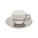 Ver mais imagens de Conjunto 6 Xícaras de Café com Pires de Porcelana e Suporte Versa Branco-prata 90ml - Wolff