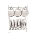 Ver imagem 1 de Conjunto 6 Xícaras de Café com Pires de Porcelana e Suporte Versa Branco-prata 90ml - Wolff