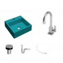 Ver imagem 2 de Kit Cuba Q355 Torneira Luxo 1195 Metal Válvula Click 1 Polegada B Sifão Pvc Flexível Compace