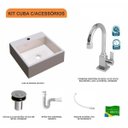 Ver imagem 3 de Kit Cuba Q355 Torneira Luxo 1195 Metal Válvula Click 1 Polegada B Sifão Pvc Flexível Compace