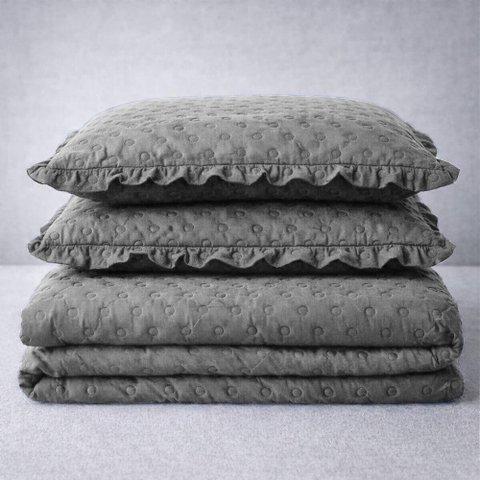 Cobre Leito Balle Casal King 3 Peças Colcha Cama Cinza