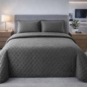 Ver imagem 2 de Cobre Leito Balle Casal King 3 Peças Colcha Cama Cinza
