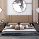 Ver imagem 2 de Cabeceira Para Cama Casal Tulipa 1,40 Estofada Suede Bege - Rede Móveis