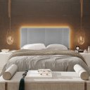 Ver imagem 5 de Cabeceira Estofada com Led Luxo Modulado Casal 140 Linho Cinza