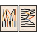 Ver imagem 2 de Kit 2 Quadros Decorativos Bauhaus Minimalista 24x18cm - com Vidro:moldura Branca