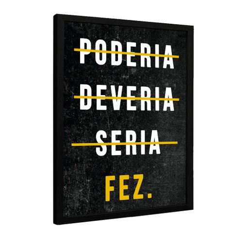 Quadro Decorativo Motivacional Coruja em Sabedoria em Moldura Tradicional 1cm Preta 20x30cm Tacolado