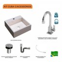 Ver imagem 3 de Kit Cuba Q355 Torneira Luxo 1195 Metal Válvula Click 1 Polegada B Sifão Cromado Flexível Compace