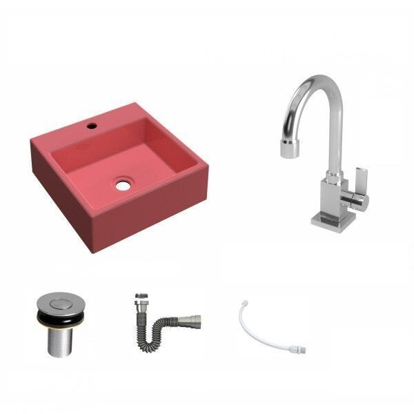 Kit Cuba Q355 Torneira Luxo 1195 Metal Válvula Click 1 Polegada B Sifão Cromado Flexível Compace - 2