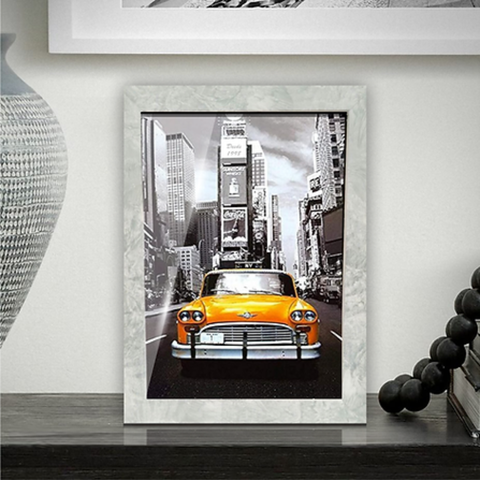 Porta Retrato 15x21 com Vidro Moldura Prata Marmorizado Luxo